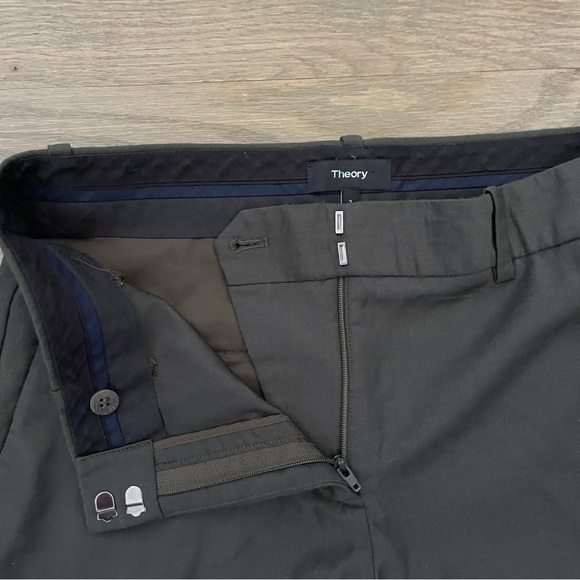 Theory Women's Wool Olive Green Straight Leg Dress Pants Size 2 - Picture 3 of 8